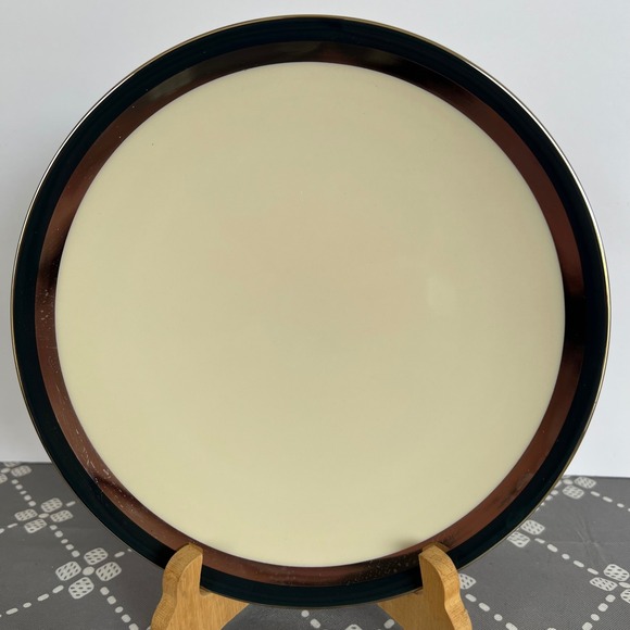 Flintridge China Other - Flintridge China Salad Plate Cream with Black and Copper Rim Made in USA 8.5"